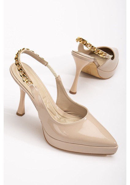 Essie Kadın Nude Rugan Platformlu Sivri Burunlu Kalın Topuklu Ayakkabı fiyatları