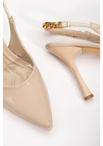 Essie Kadın Nude Rugan Platformlu Sivri Burunlu Kalın Topuklu Ayakkabı fırsatları