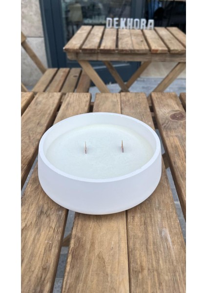 Beton Büyük Saksıda Mum