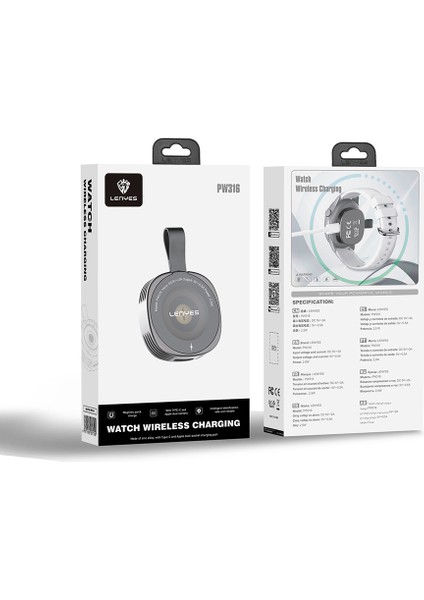 Akıllı Saat Mini Wireless Magnetik Şarj Aleti Lenyes PW316 2.5W Gri indirimleri