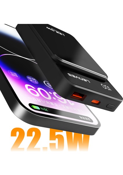 PW126D Dijital LED Ekranlı Kablosuz Şarj Özellikli Powerbank 22.5W 10.000MAH Siyah