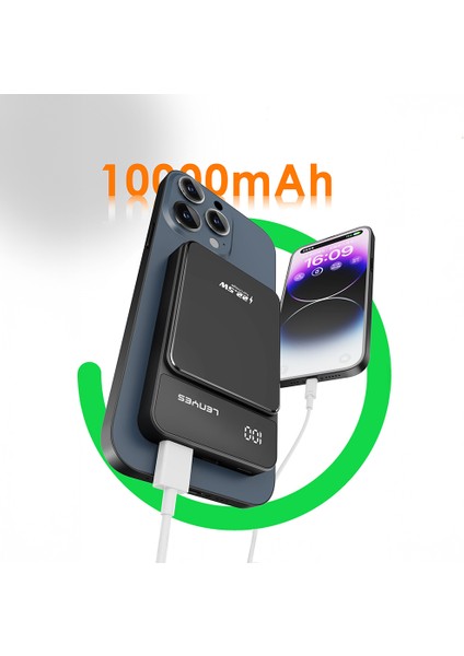PW126D Dijital LED Ekranlı Kablosuz Şarj Özellikli Powerbank 22.5W 10.000MAH Siyah