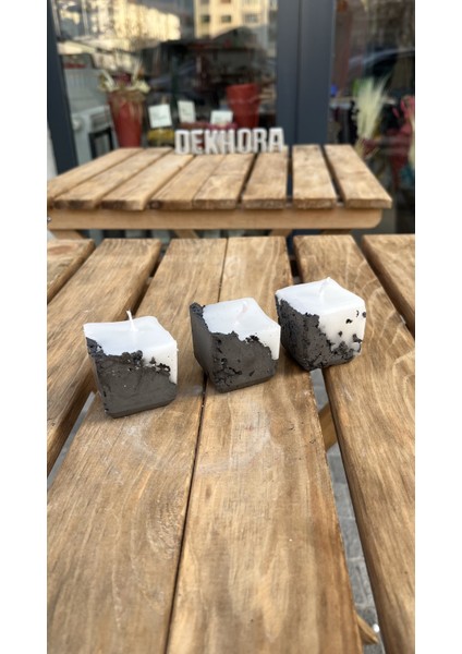 Beton Detaylı Mum Hediyelik
