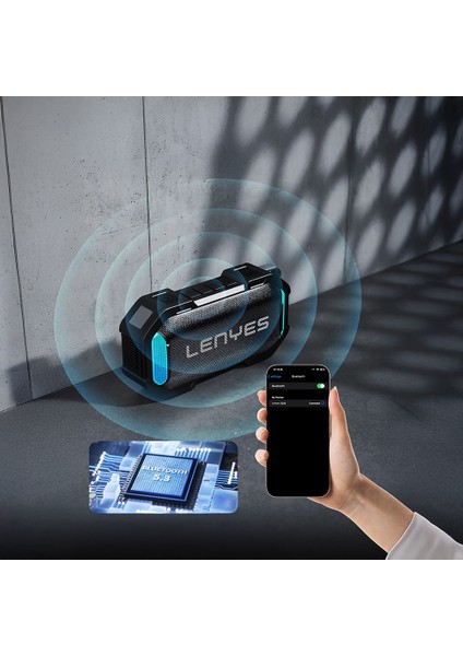 S233 Ritme Duyarlı Rgb Işıklı Taşınabilir Su Geçirmez Tws Bluetooth Hoparlör V5.3 Siyah