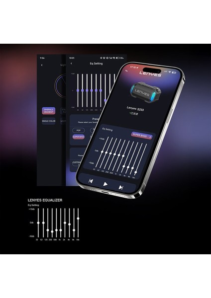 S233 Ritme Duyarlı Rgb Işıklı Taşınabilir Su Geçirmez Tws Bluetooth Hoparlör V5.3 Siyah
