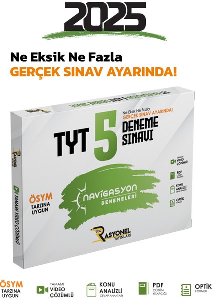 2025-2026 TYT Tüm Dersler Navigasyon 5'li Genel Deneme Seti (Ösym Ayarında)