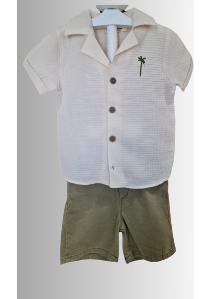 2'li Erkek Çocuk Krem Gömlek Yeşil Sortlu Takım fiyatları