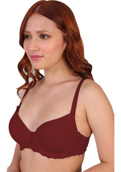 Bordo Mı 189C Pedli Dantelli Balenli Sütyen