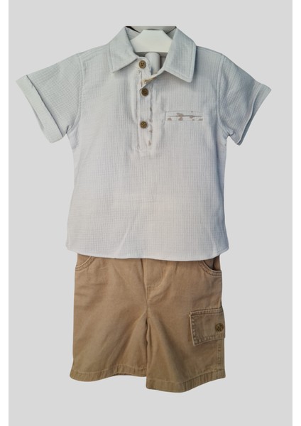 2'li Erkek Çocuk Açık Mavi Gömlek Kahve Sortlu Takım fiyatları