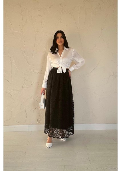 Siyah Dantelli Uzun Etek fiyatları
