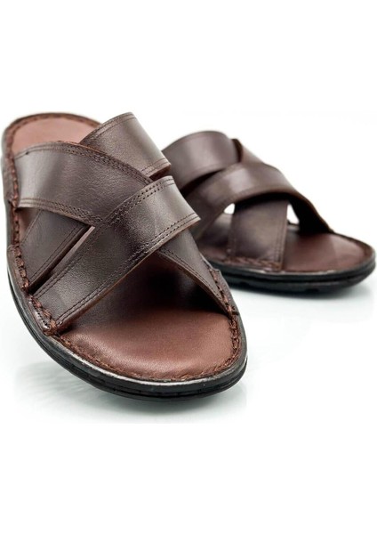 Hakiki Gerçek Deri Erkek Terlik Hafif Terlik Deri Çapraz Kahve fiyatları