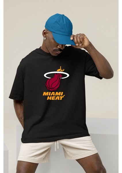 Jimmy Butler Miami Heart Baskılı Siyah Oversize Unisex Tshirt
