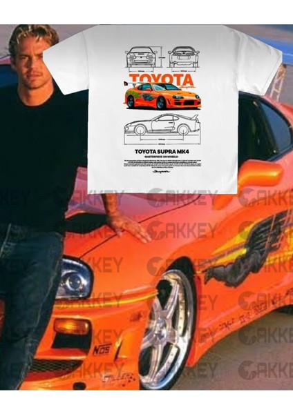 Hızlı ve Öfkeli Toyota Supra Mk4 Baskılı Oversize T-Shirt