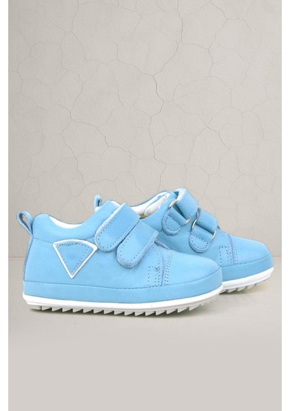 Scrat Hakiki Deri Mavi Beyaz Ilk Adım Ayakkabı