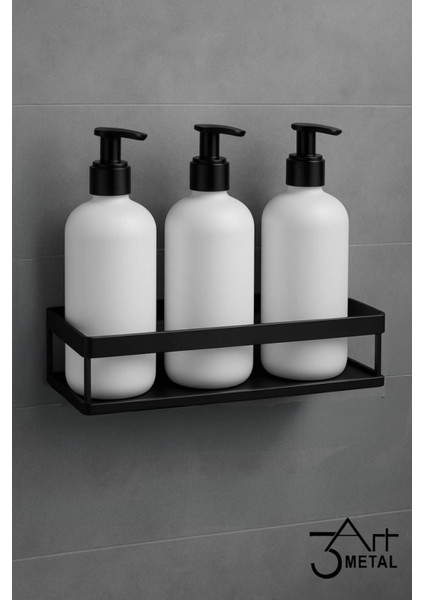 Duvar Tipi Banyo Şampuanlık Metal Siyah Raflı Sabunluk Organizer & Sünger Askısı fiyatları