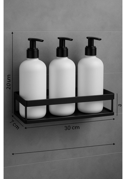Duvar Tipi Banyo Şampuanlık Metal Siyah Raflı Sabunluk Organizer & Sünger Askısı modelleri