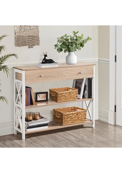 Dekoratif Natural Su Sümbülü Dikdörtgen Hasır Sepet Düzenleyici / Organizer 3'lü Set
