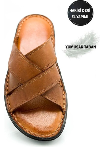 Hakiki Gerçek Deri Erkek Terlik Hafif Terlik Deri Çapraz Taba