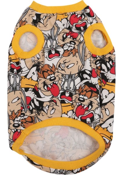 Efsane Çizgi Film Karakterli Atlet Tişört Sarı Detaylı Kedi Köpek Kıyafeti