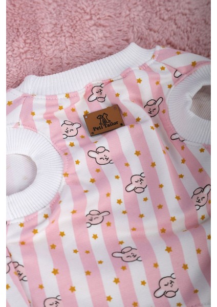 Pembe Çizgili Ince Yazlık Yıldız Tavşan Ruffle Elbise Kedi Köpek Kıyafeti fiyatları