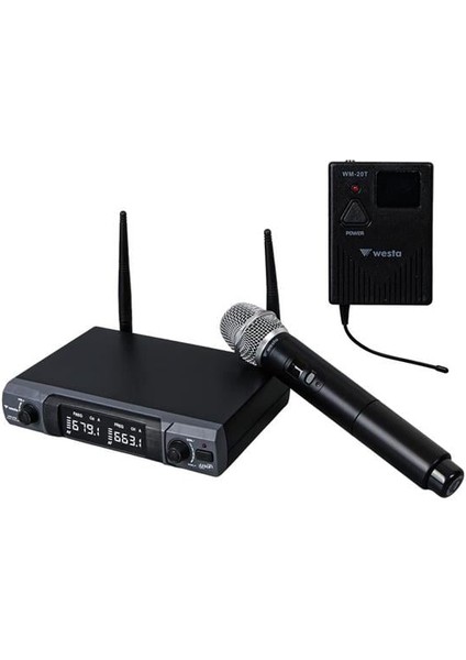 WM-202HT 1 Alıcı + 1 El Mikrofonu +1 Yaka (Lavalier) Kablosuz Uhf Mikrofon Seti