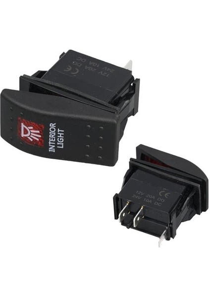 Iç Aydınlatma Lambası Sembollü Işıklı 3 Pinli On-Off 12-24V Marin Switch