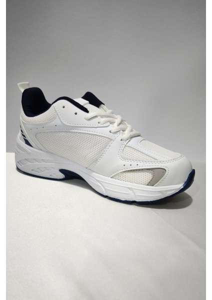 Beyaz Lacivert Kadın Spor Ayakkabı | Kalın Taban Rahat Yürüyüş ve Koşu Sneaker