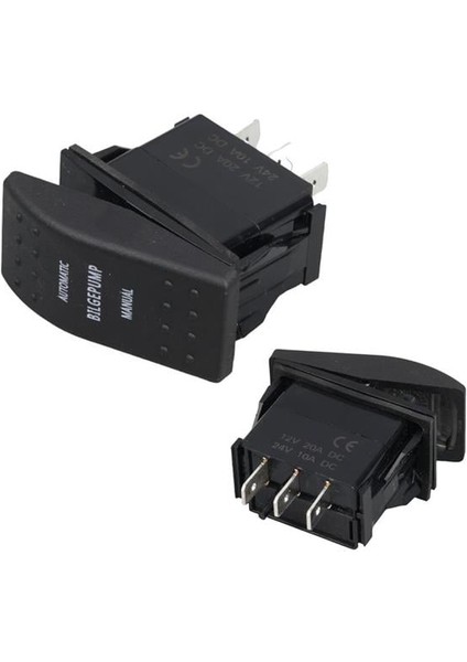 Sintine Pompa Sembollü Işıksız Yaylı 3 Pinli On-Off 12-24V Marin Switch