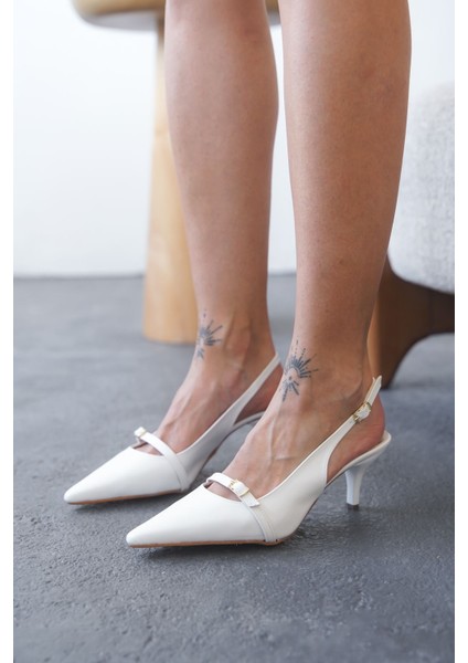Kadın Deplay Tokalı Kısa Topuklu Ayakkabı - Beyaz modelleri