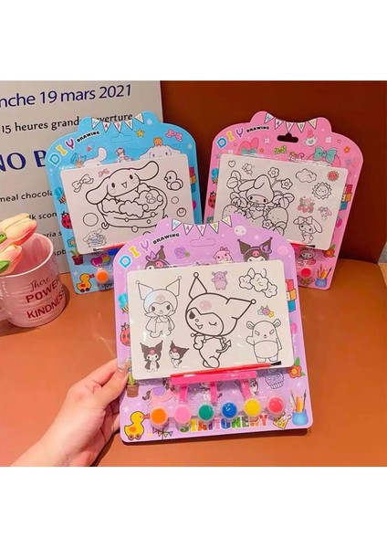 Çocuklar Için Sanrio Temalı Boyama Seti Kuromi Boyama Kuromi Sticker Sanrio Boya Hediyelik Cinnamoro fırsatları