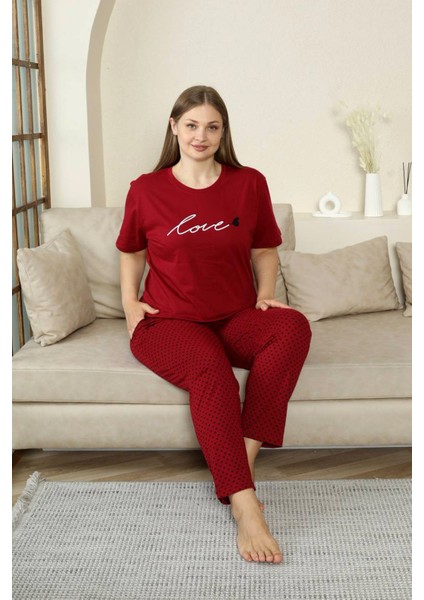 %100 Pamuk Büyük Beden Kısa Kol Kadın Pijama Takımı modelleri