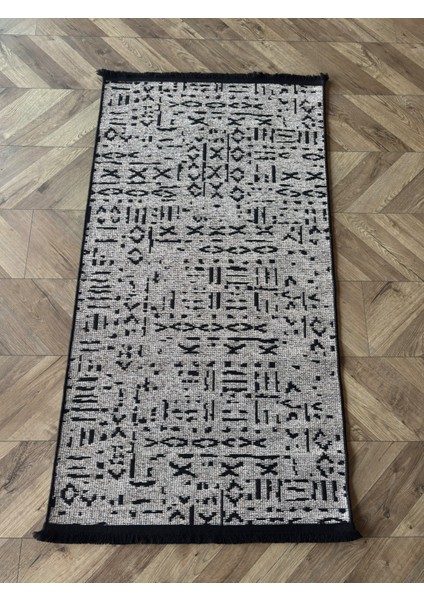 Yıkanabilir Şönil Halı Makine Dokuması Kaymaz Taban Sütlü Kahve 80X150