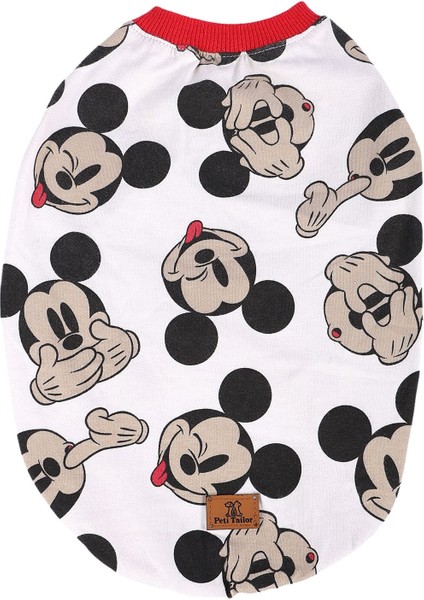 Mickey Atlet Tişört Kırmızı Detaylı Kedi Köpek Kıyafeti