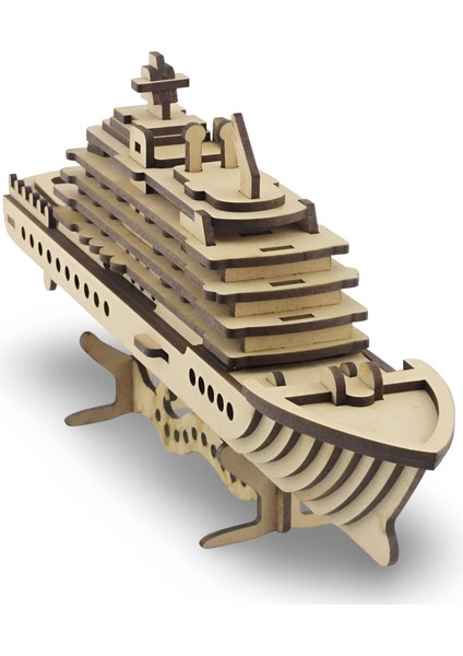 Ahşap Yolcu Gemisi Maketi - 71 Parça 3D Puzzle - Dekoratif Ahşap Gemi Maketi