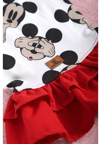 Mickey Desenli Ince Yazlık Ruffle Elbise Kedi Köpek Kıyafeti modelleri