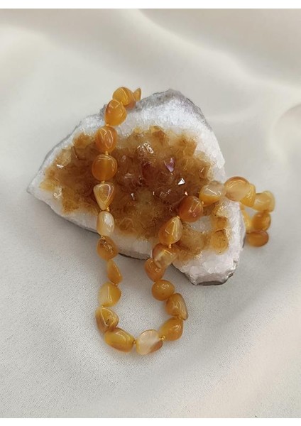 Kolye Kehribar Amber Doğaltaş Düğümlü Bebek Kolyesi 17874