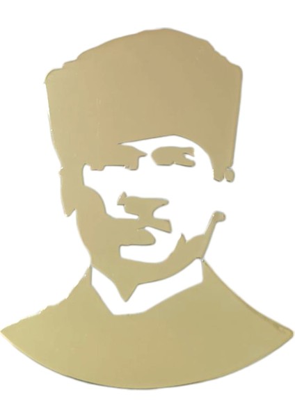 K.atatürk Silüetli Metal Oto Sticker Gold 7X5CM