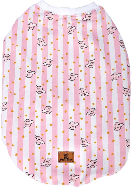 Pembe Çizgili Ince Yazlık Yıldız Tavşan Atlet Tişört Kedi Köpek Kıyafeti