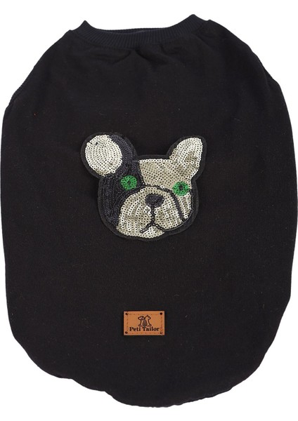 Siyah Ince Yazlık Pullu Dog Atlet Tişört Kedi Köpek Kıyafeti