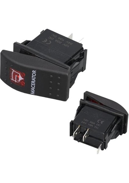 Macaratör Sembollü Işıklı 3 Pinli On-Off 12-24V Marin Switch