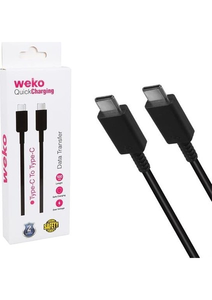 WK-26526 Type-C To Type-C 1 Metre 5A Siyah Şarj Kablosu