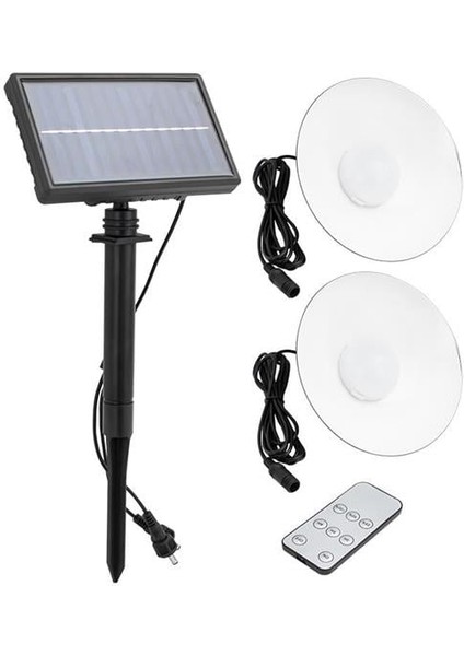 XF-707-2 Kumandalı Solar Panelli 2 Power Ledli Çiftli Projektör Lambası XF-707-2