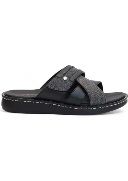 2149-9968-12 Tam Anatomik Üst Kalite Bantlı Erkek Günlük Terlik - NKT02149-SIYAH-43