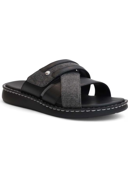 2149-9968-12 Tam Anatomik Üst Kalite Bantlı Erkek Günlük Terlik - NKT02149-SIYAH-43