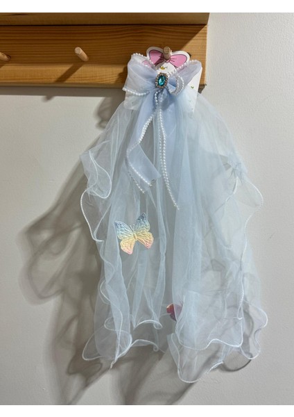 Kız Çocuk Uzun Tütü Kurdaleli Toka Klips Mavi