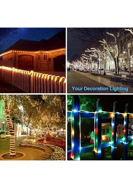 1 Adet Güneş LED Dize Işık 50/100/200 LED Tüp Halat Dize Işıklar 8 Modlu Açık Hava Su Geçirmez Ev Bahçe Geçit Dekor