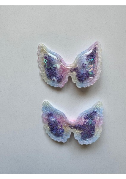 Kız Çocuk 2' Li Klips Renkli Kelebek Toka Mor