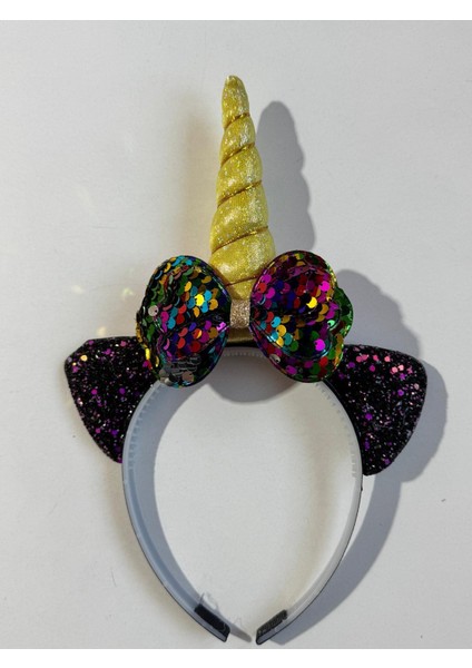 Kız Çocuk Unicorn Kurdaleli Taç Sarı