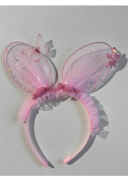 Kız Çocuk Tütülü Tavşan Taç Açık Pembe