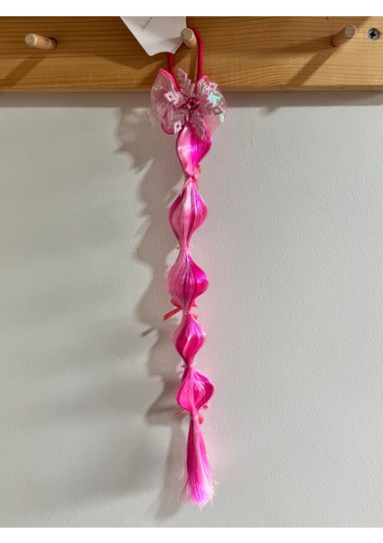 Kız Çocuk Saçlı Kar Tanesi Lastik Toka Pembe